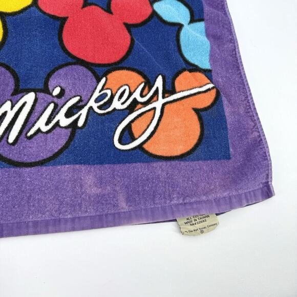 Vintage 90s Disney Mickey Silhouette All Over Print Beach Towel by Franco RARE! - Picture 4 of 10